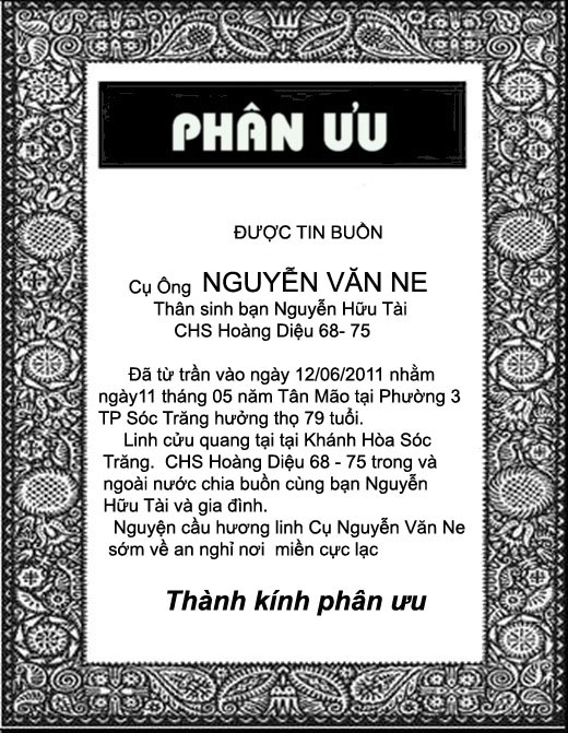 Chia buồn NH Tài